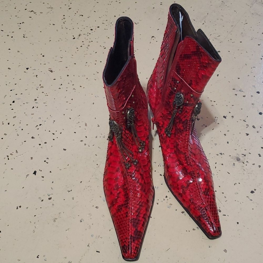Helle Exclusive Red croco Boots Size 40 - Picture 4 of 8